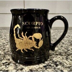 Zodiac Scorpio Astrology Sign Coffee Mug 16 oz Gold Accent Black Birthday Gift